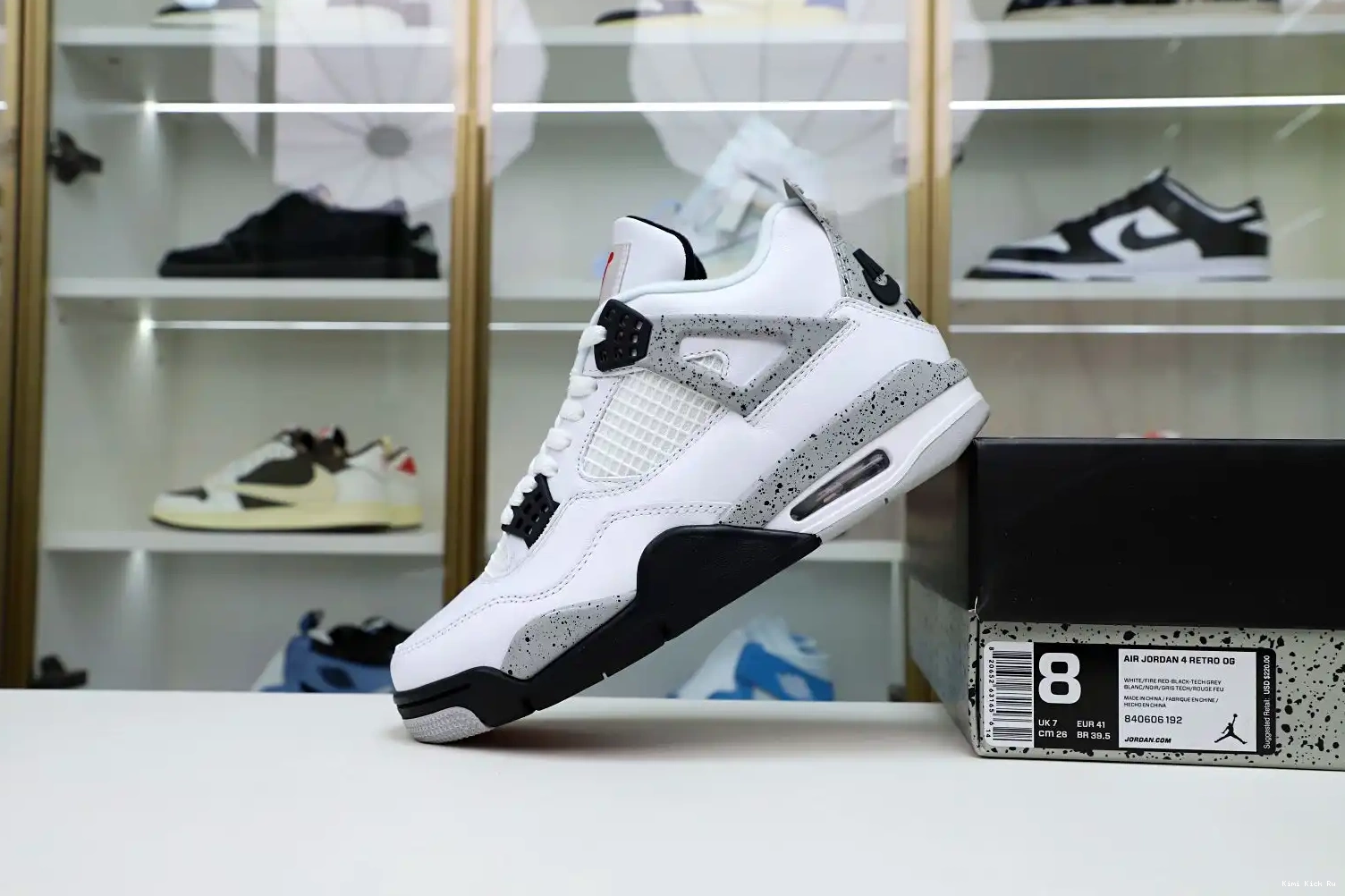 White Jordan Retro Air Kimikick 4 Cement 0706